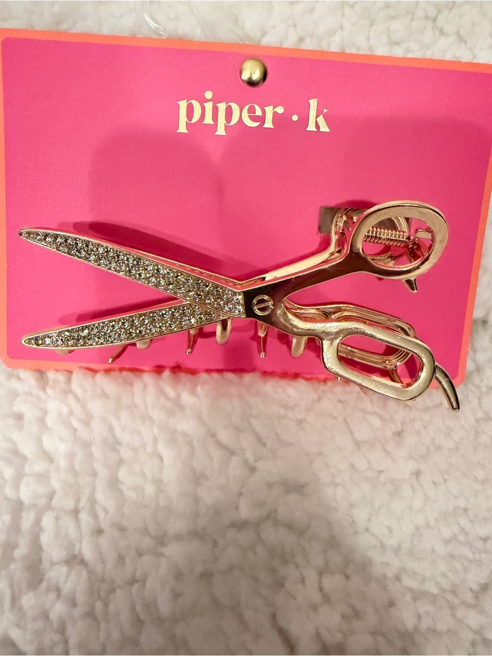 Piper K Gold Scissor Hair Clip with Crystal Accent